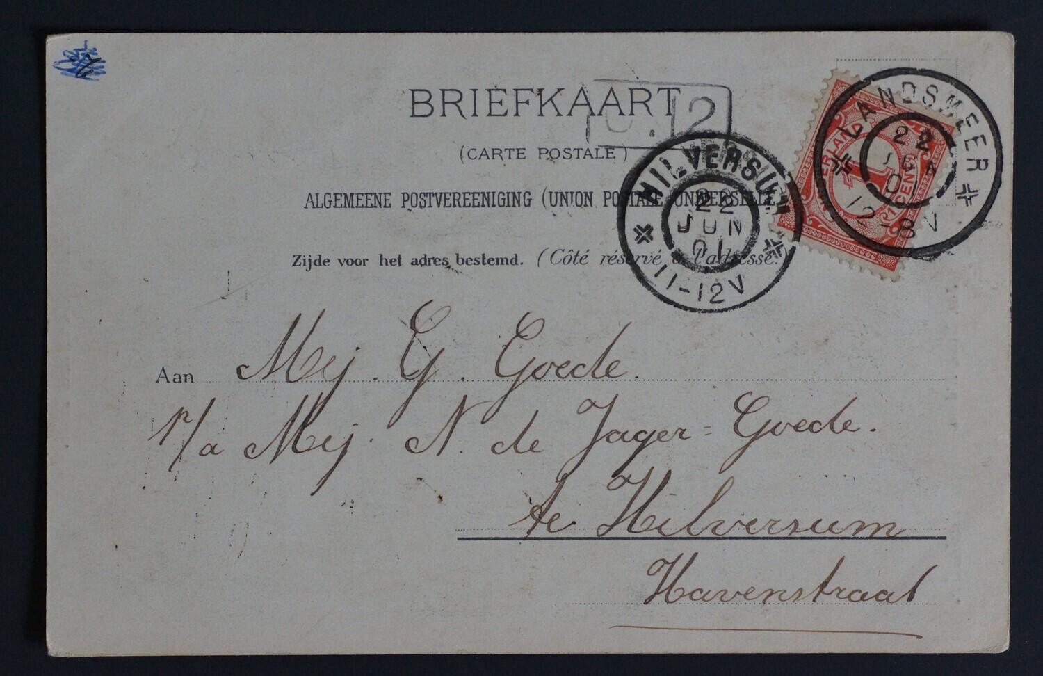Landsmeer op NVPH 51 op mooie AK (aubade Amsterdam)