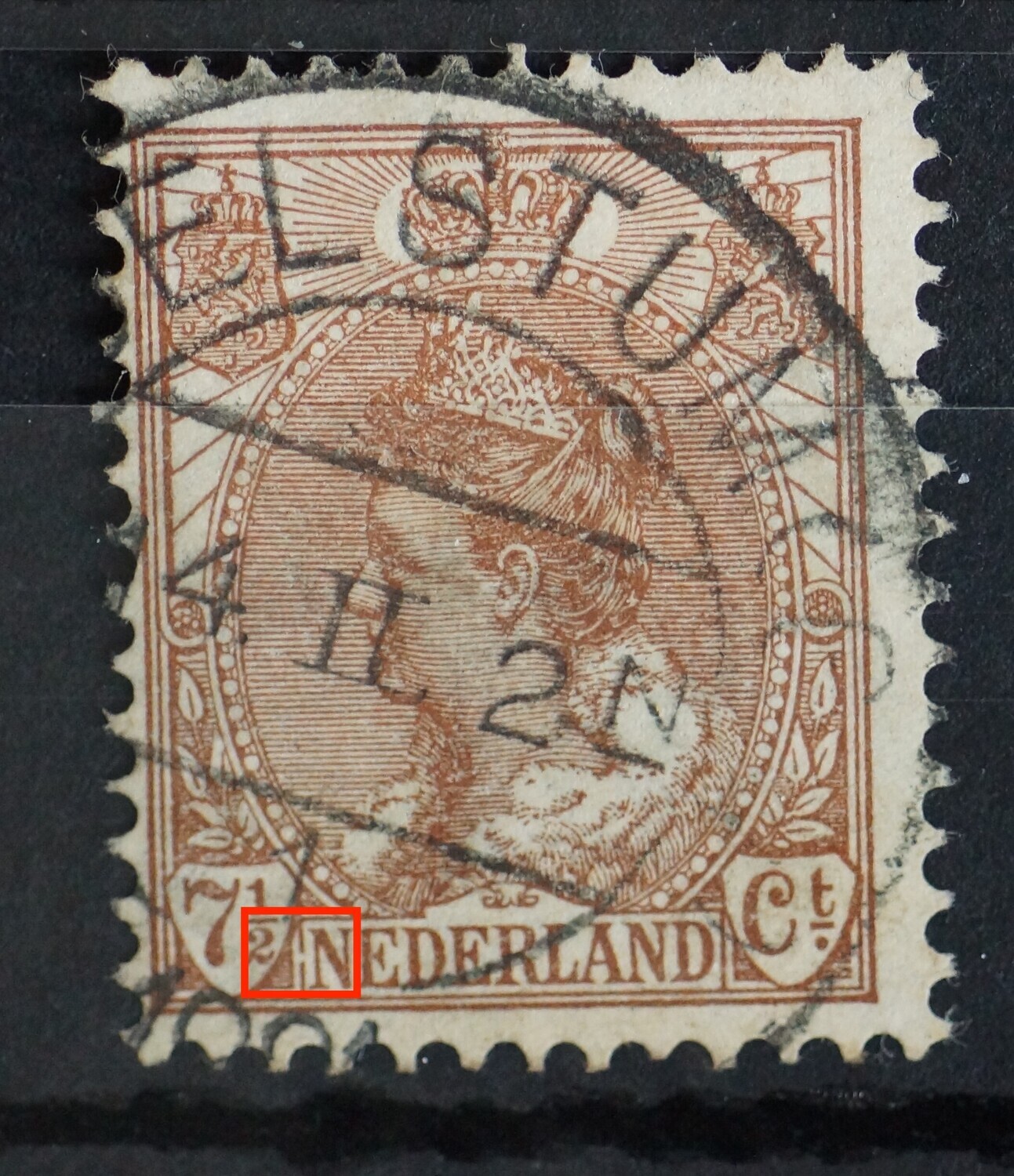 NVPH 61 - breuk in kaderlijn links van NEDERLAND NVPH 61 - breuk in kaderlijn links van NEDERLAND