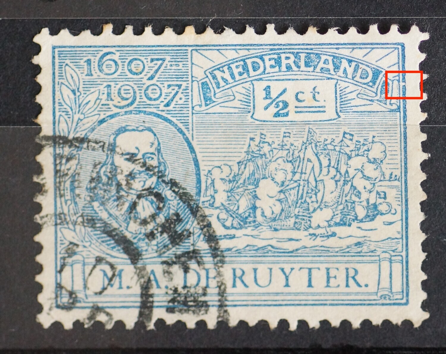 NVPH 87 - breuk in kaderlijn rechts, boven