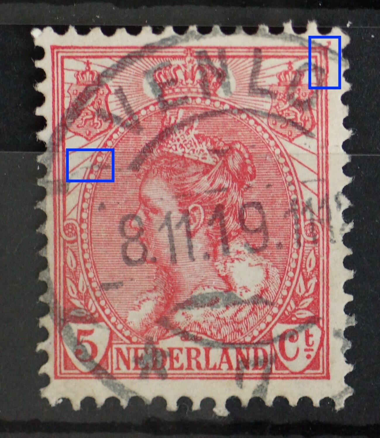 NVPH 60 - o.a. breuk in rand medaillon links