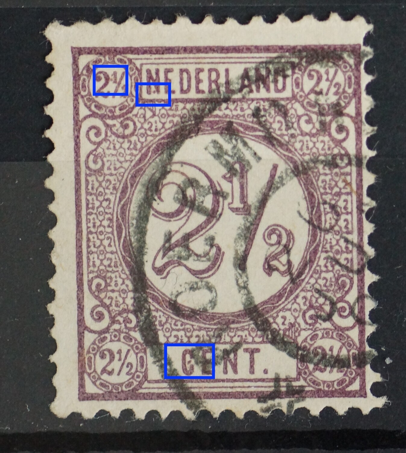 NVPH 33 - violette vlekken op diverse plaatsen