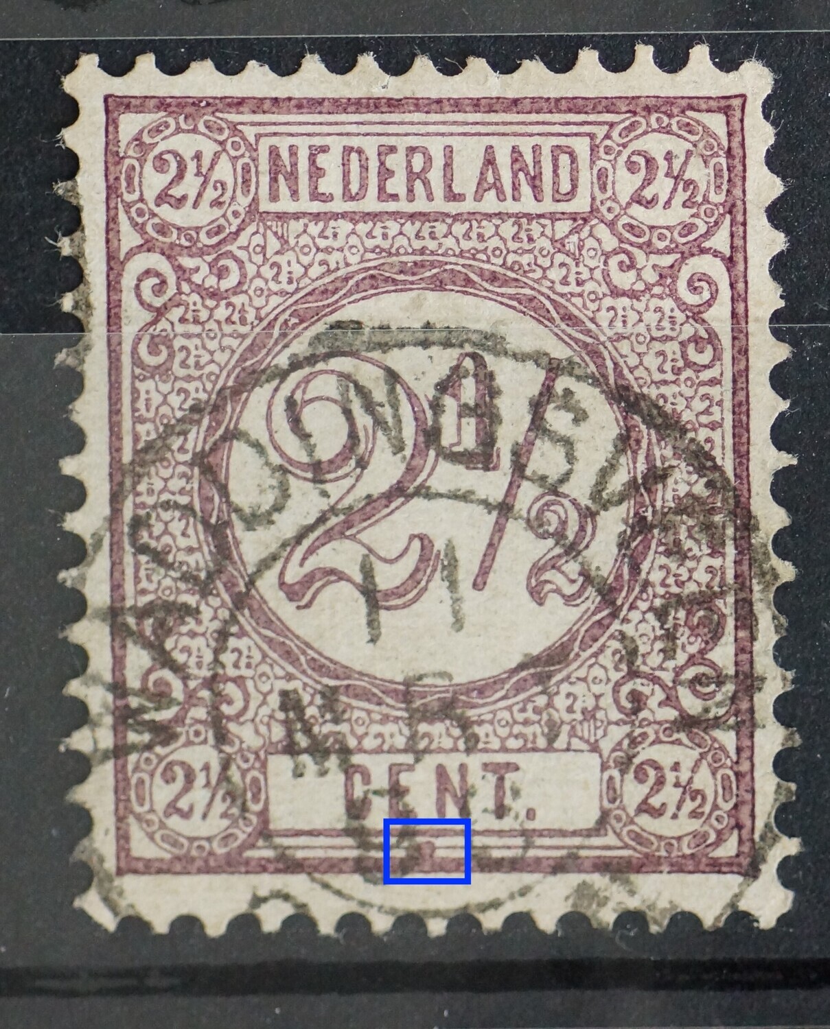 NVPH 33 - grote violette vlek onder EN van CENT
