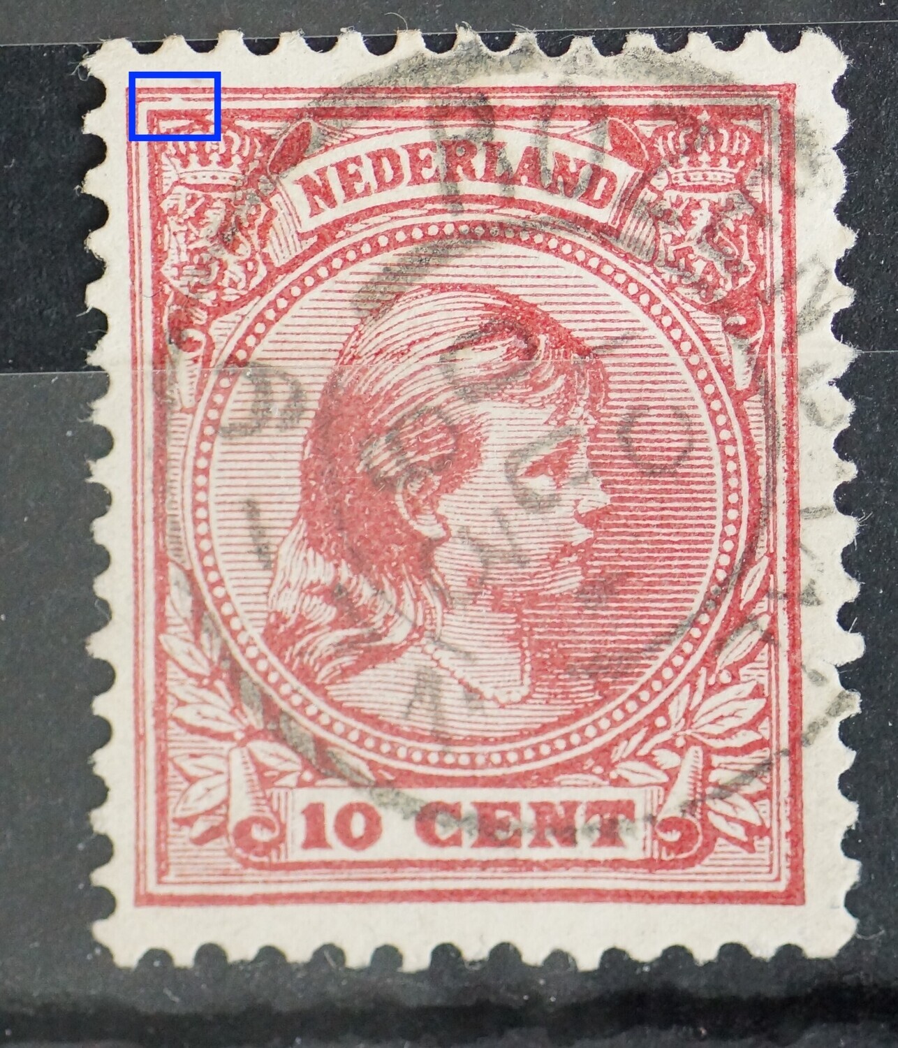 NVPH 37 - breuk in kaderlijn boven, links NVPH 37 - breuk in kaderlijn boven, links