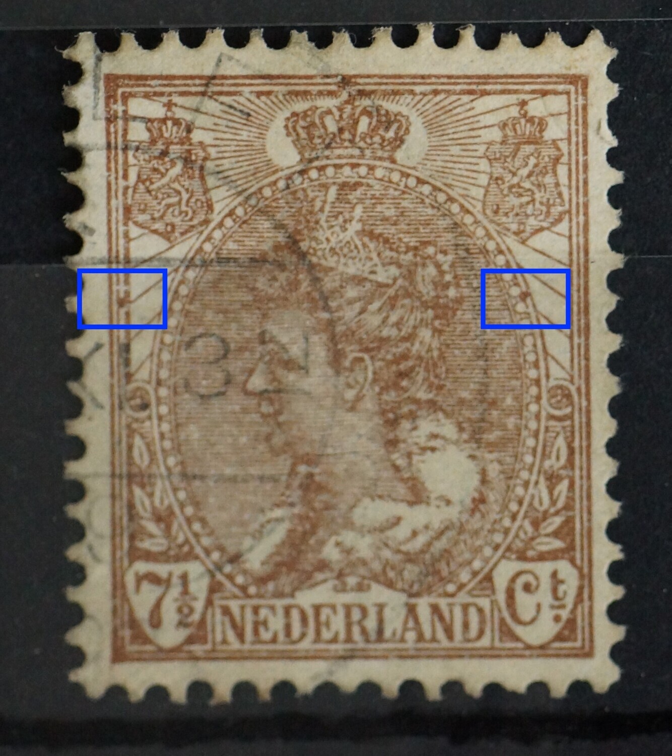 NVPH 61 - o.a. bruine vlek tussen de kaderlijnen links