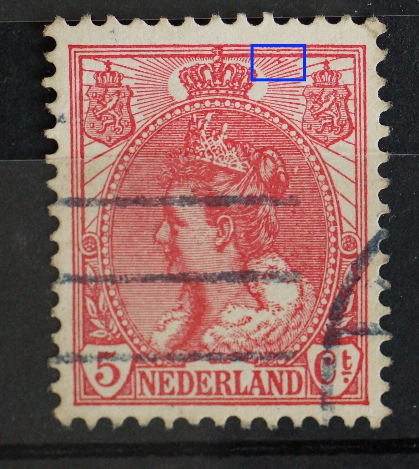 NVPH 60 - rode punt aan straal rechts, boven