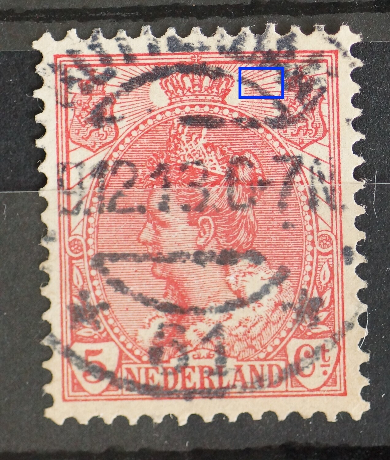 NVPH 60 - ontbrekende straal rechts van kroon