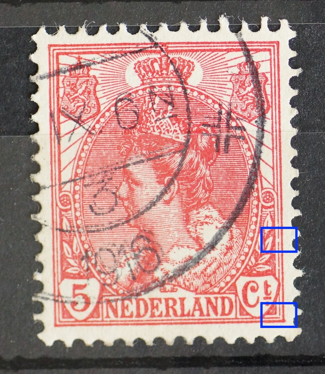 NVPH 60 - breuken in kaderlijn rechts, onder