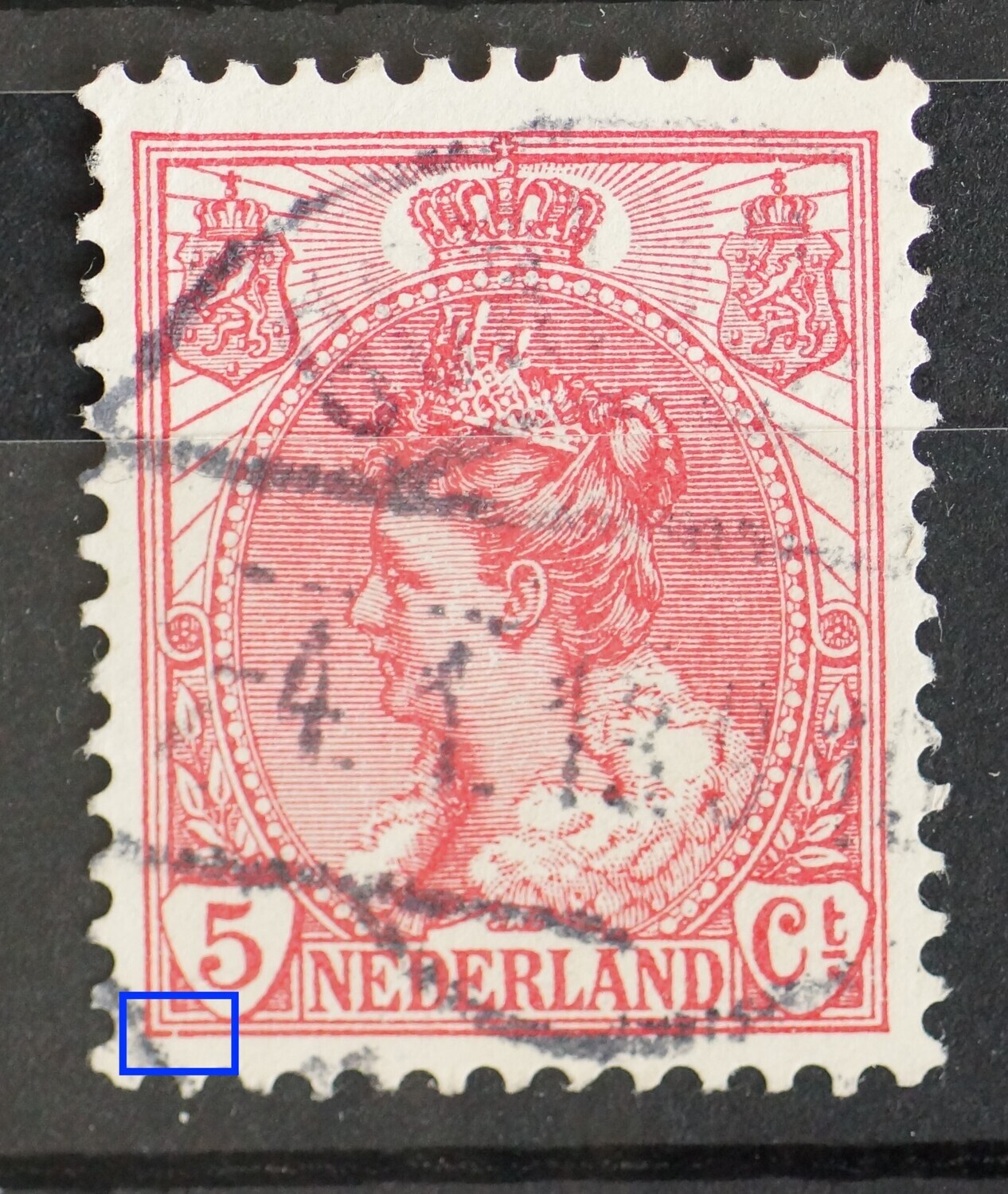 NVPH 60 - breuk in kaderlijn onder, helemaal links NVPH 60 - breuk in kaderlijn onder, helemaal links