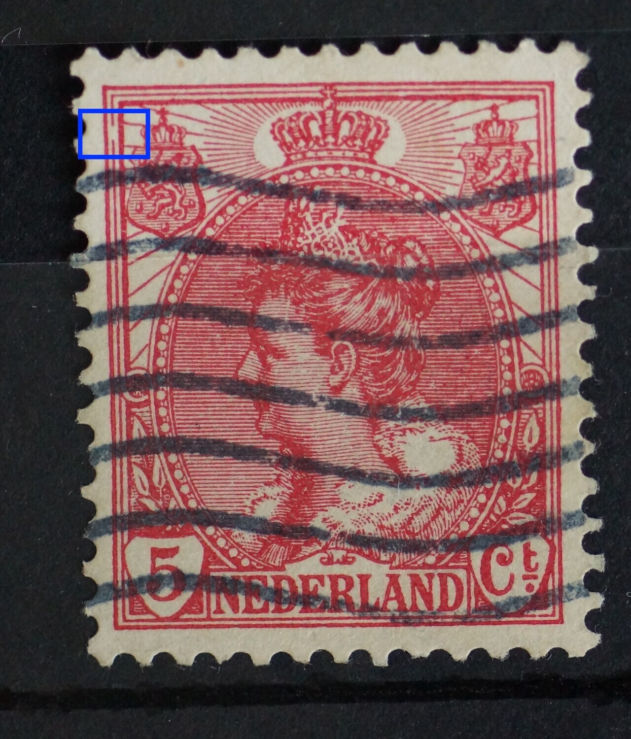 NVPH 60 - grote breuk in kaderlijn links, boven NVPH 60 - grote breuk in kaderlijn links, boven