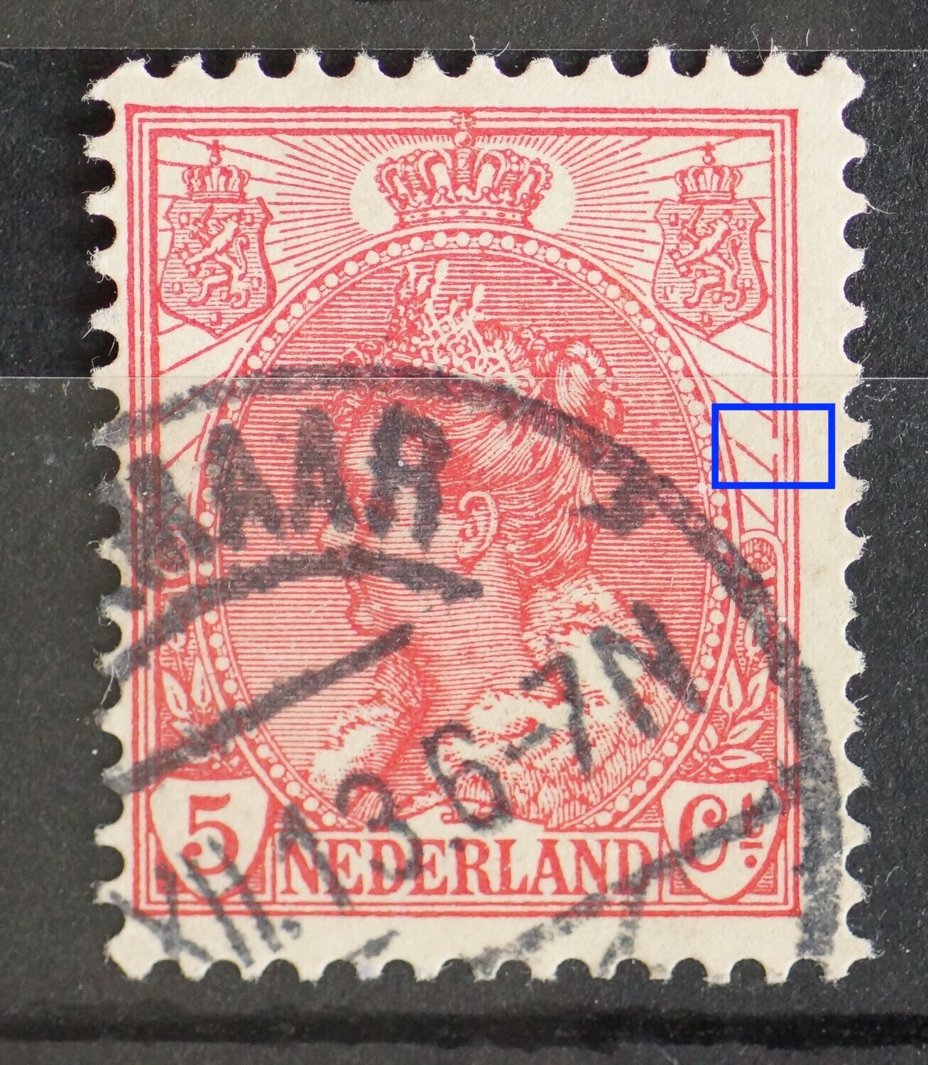 NVPH 60 - breuk in kaderlijn rechts, midden NVPH 60 - breuk in kaderlijn rechts, midden