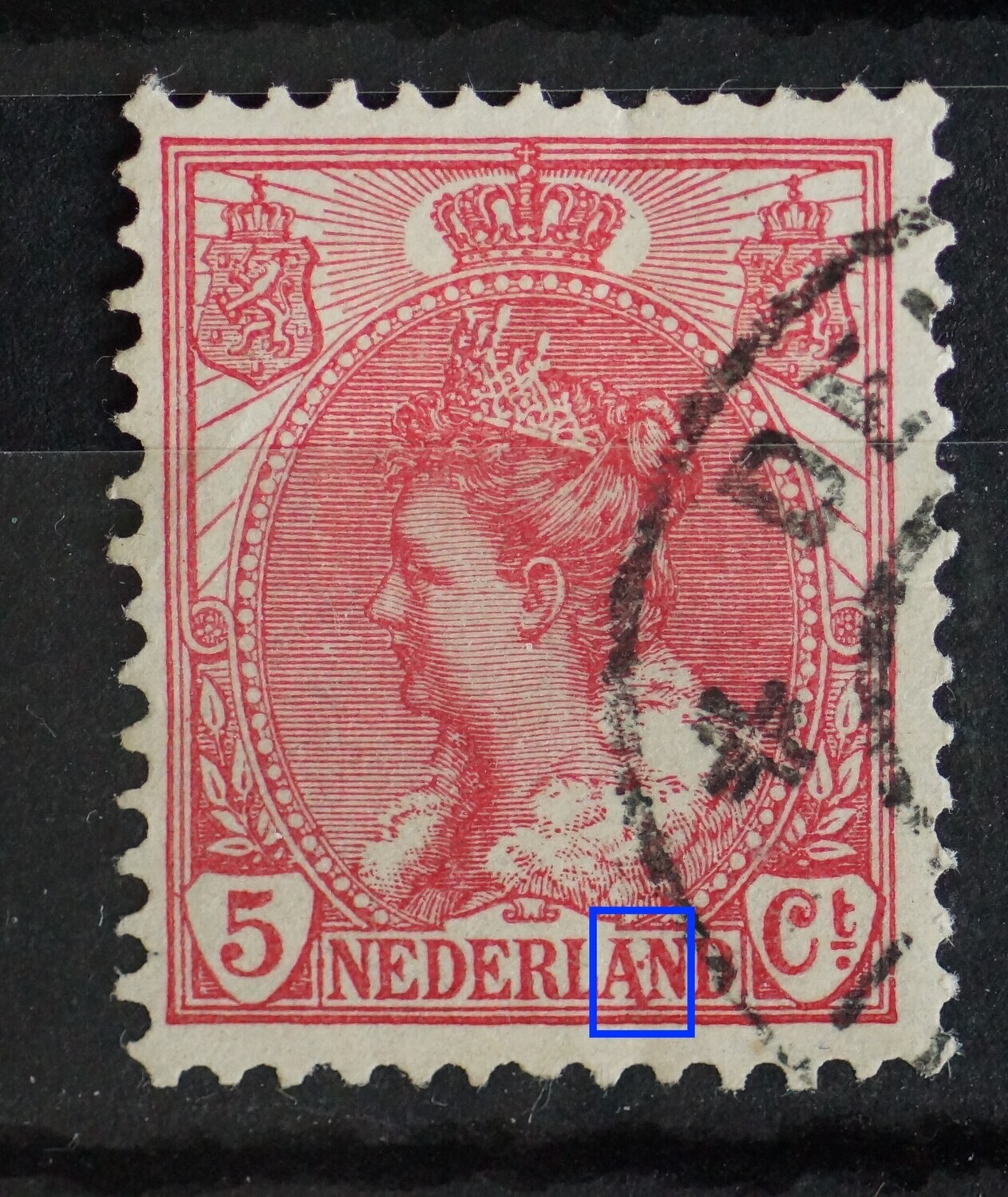 NVPH 60 - o.a. rode vlekken rondom AN van NEDERLAND