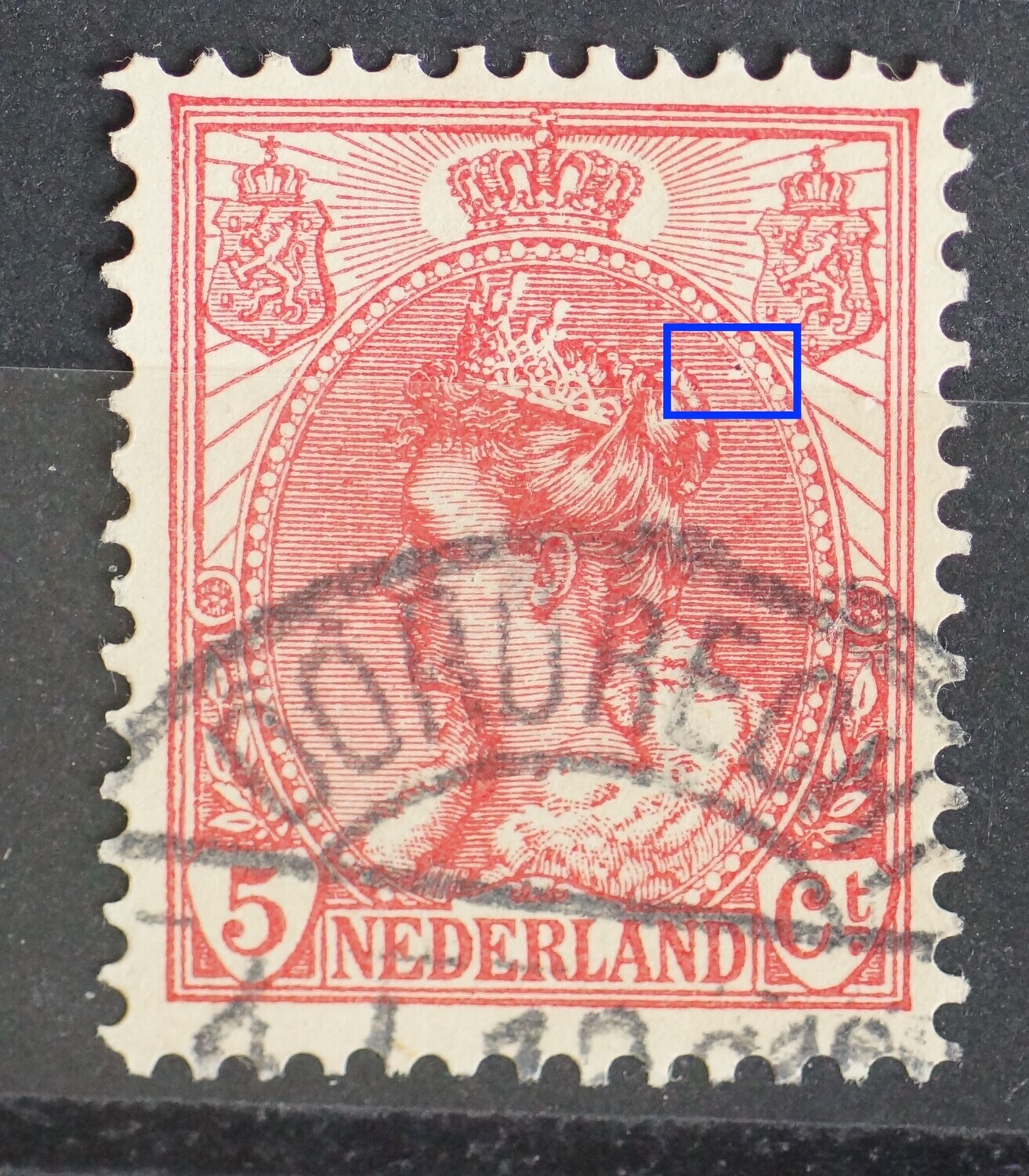 NVPH 60 - witte vlek / breuk in arcering rechts NVPH 60 - witte vlek / breuk in arcering rechts