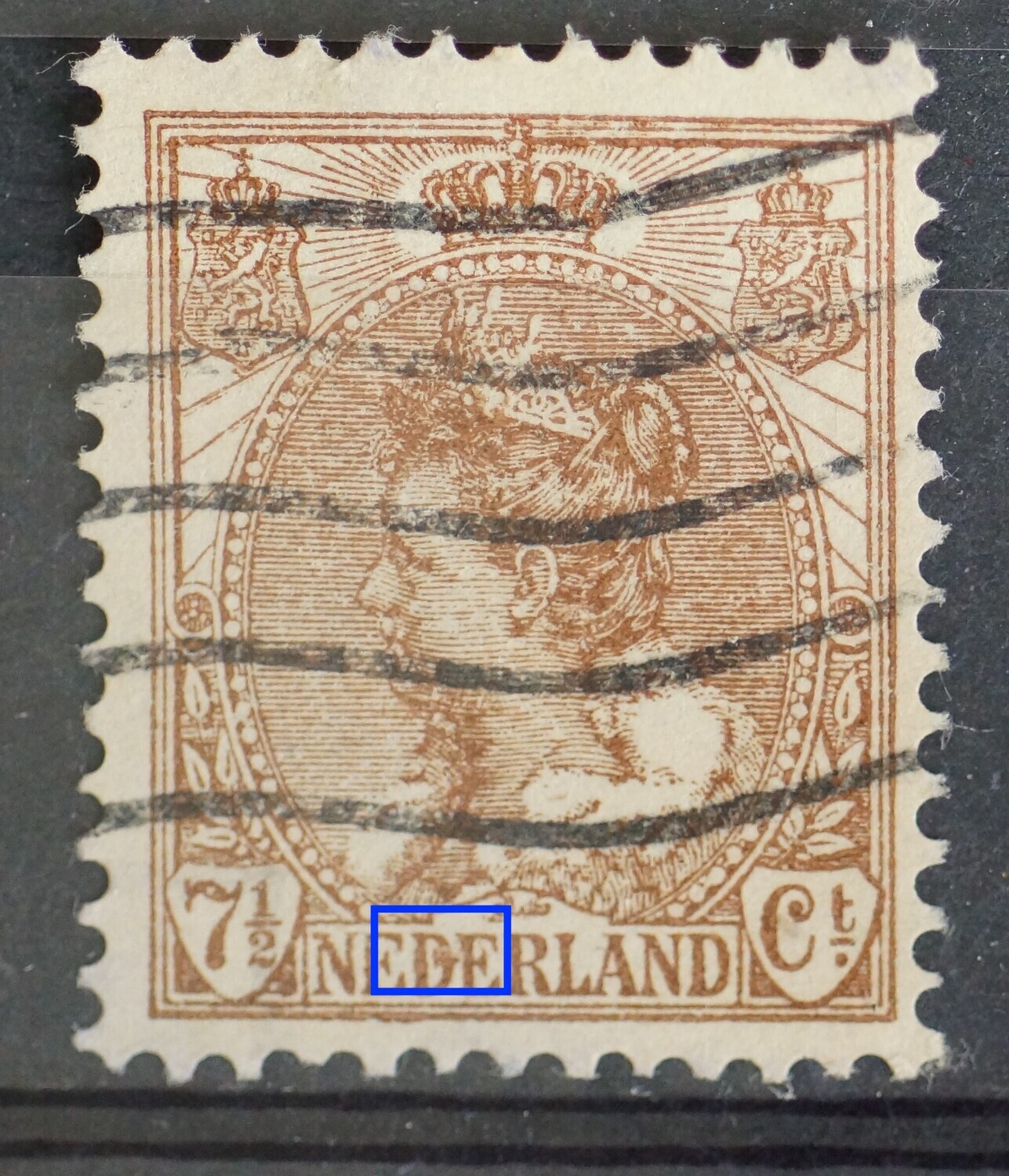 NVPH 61 - bruine vlek in de eerste D van NEDERLAND