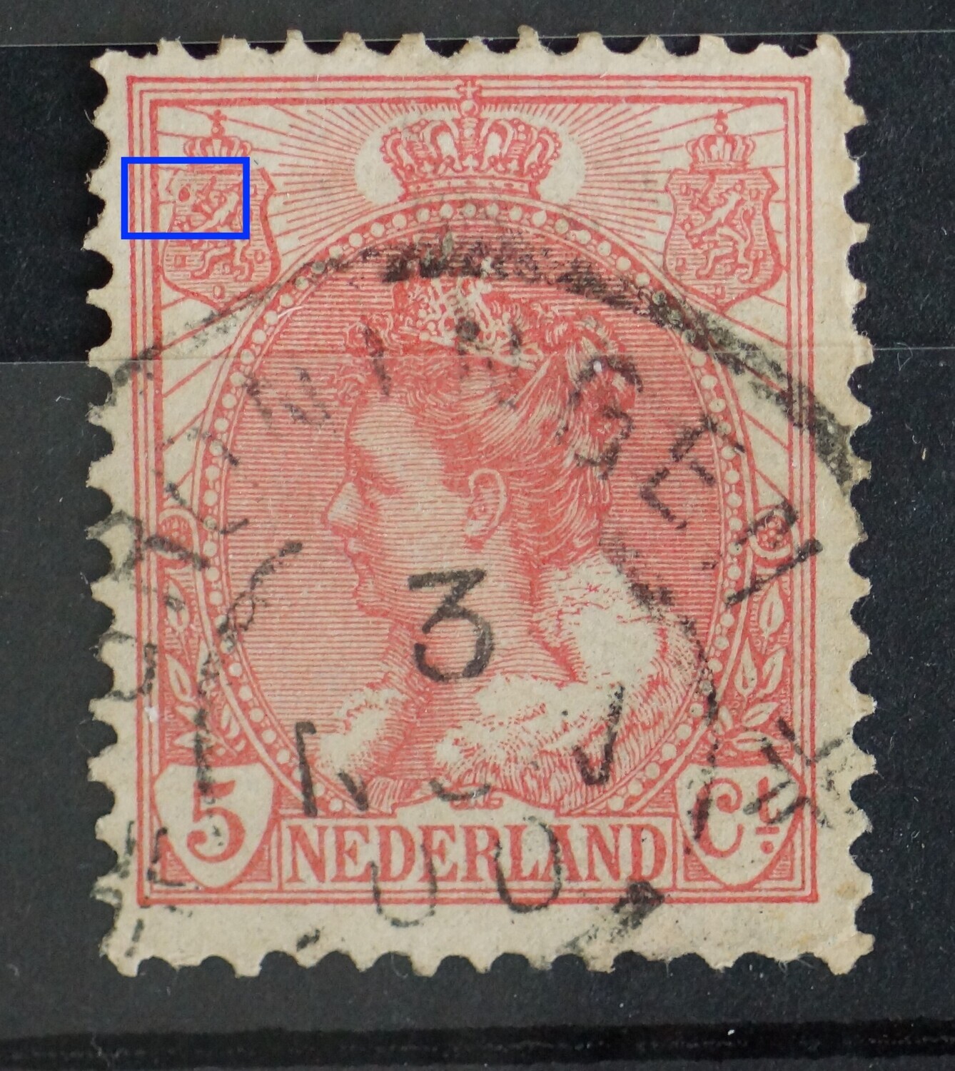 NVPH 60 - rode vlek in linker wapenschild