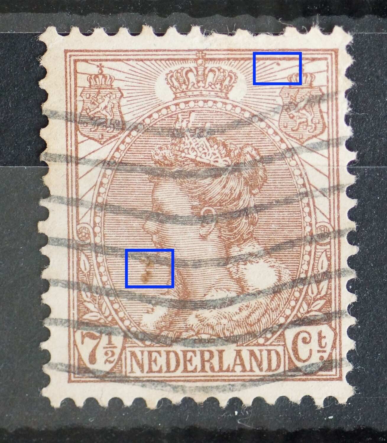 NVPH 61 - o.a. grote bruine vlek onder de kin NVPH 61 - o.a. grote bruine vlek onder de kin