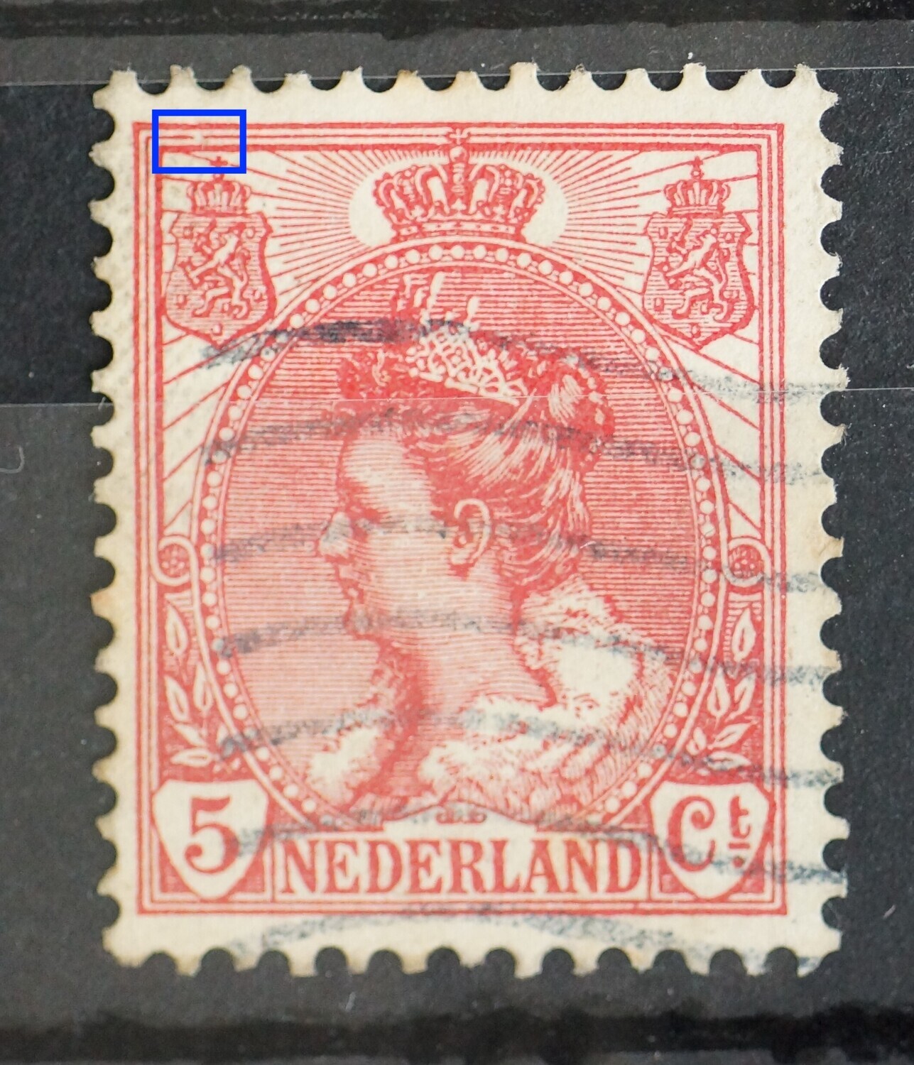 NVPH 60 - breuk in kaderlijn boven, links NVPH 60 - breuk in kaderlijn boven, links