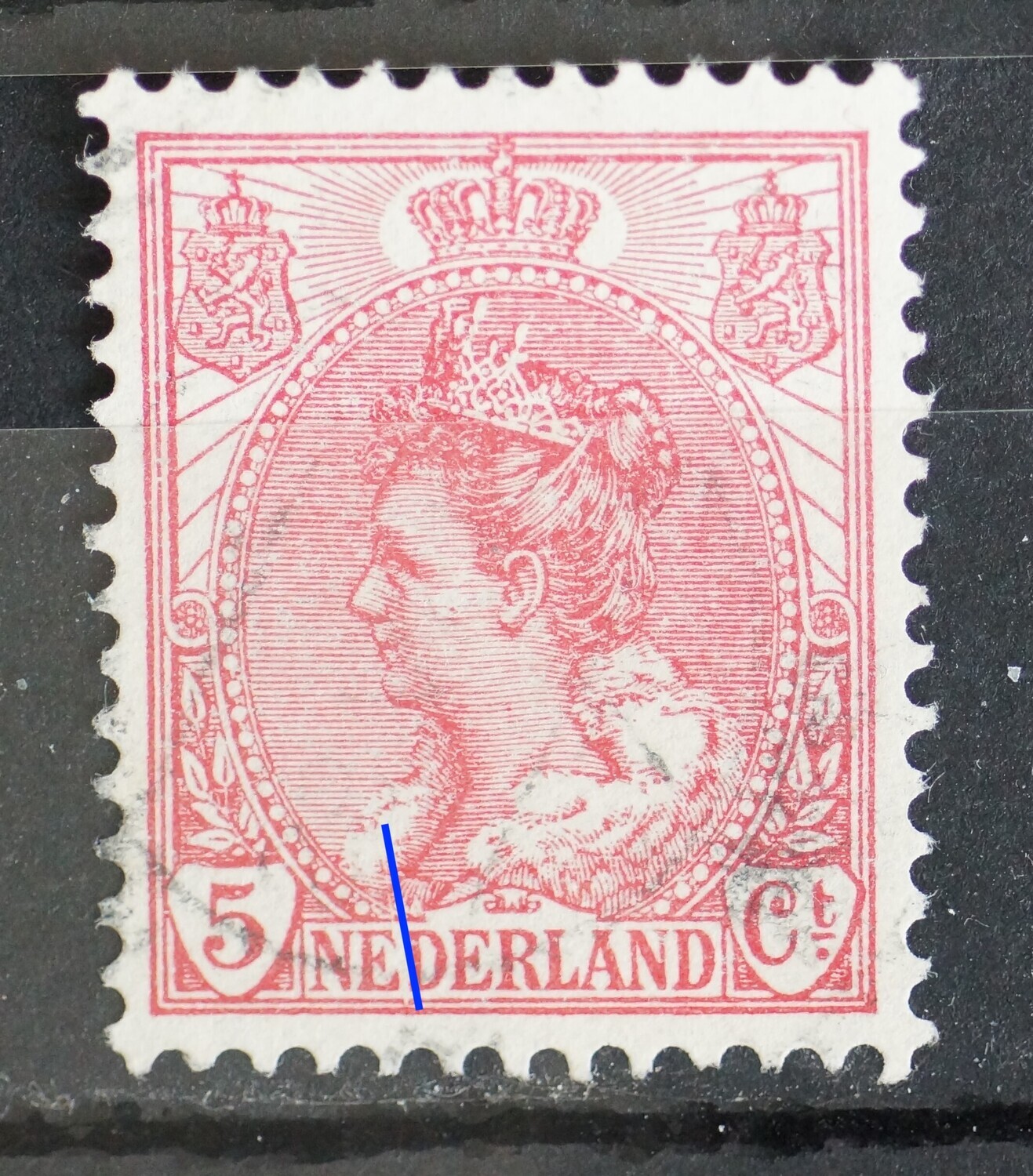 NVPH 60 - witte graveerkras onder (boven en tussen ED van NEDERLAND)