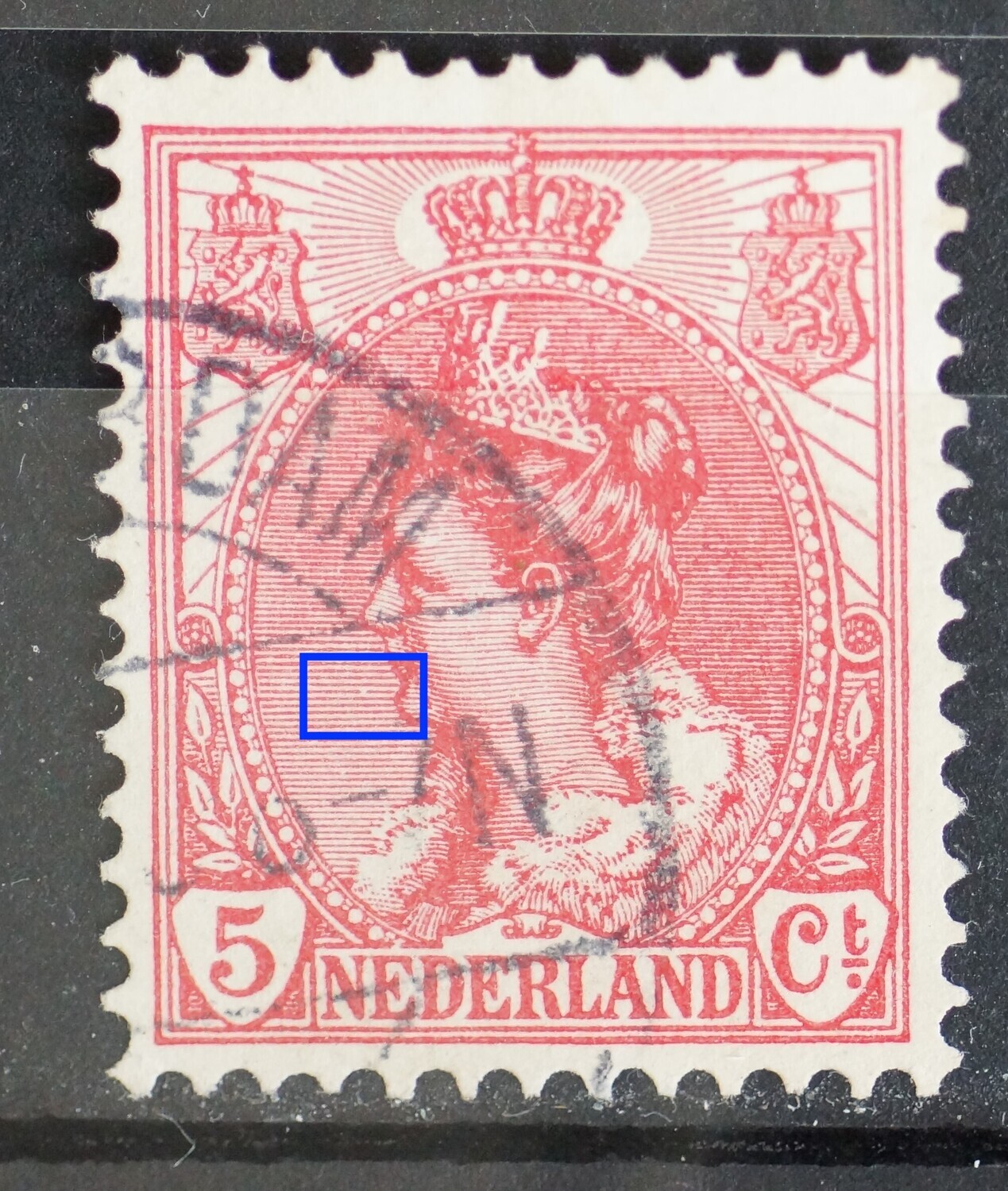 NVPH 60 - breuk in arcering voor het gezicht
