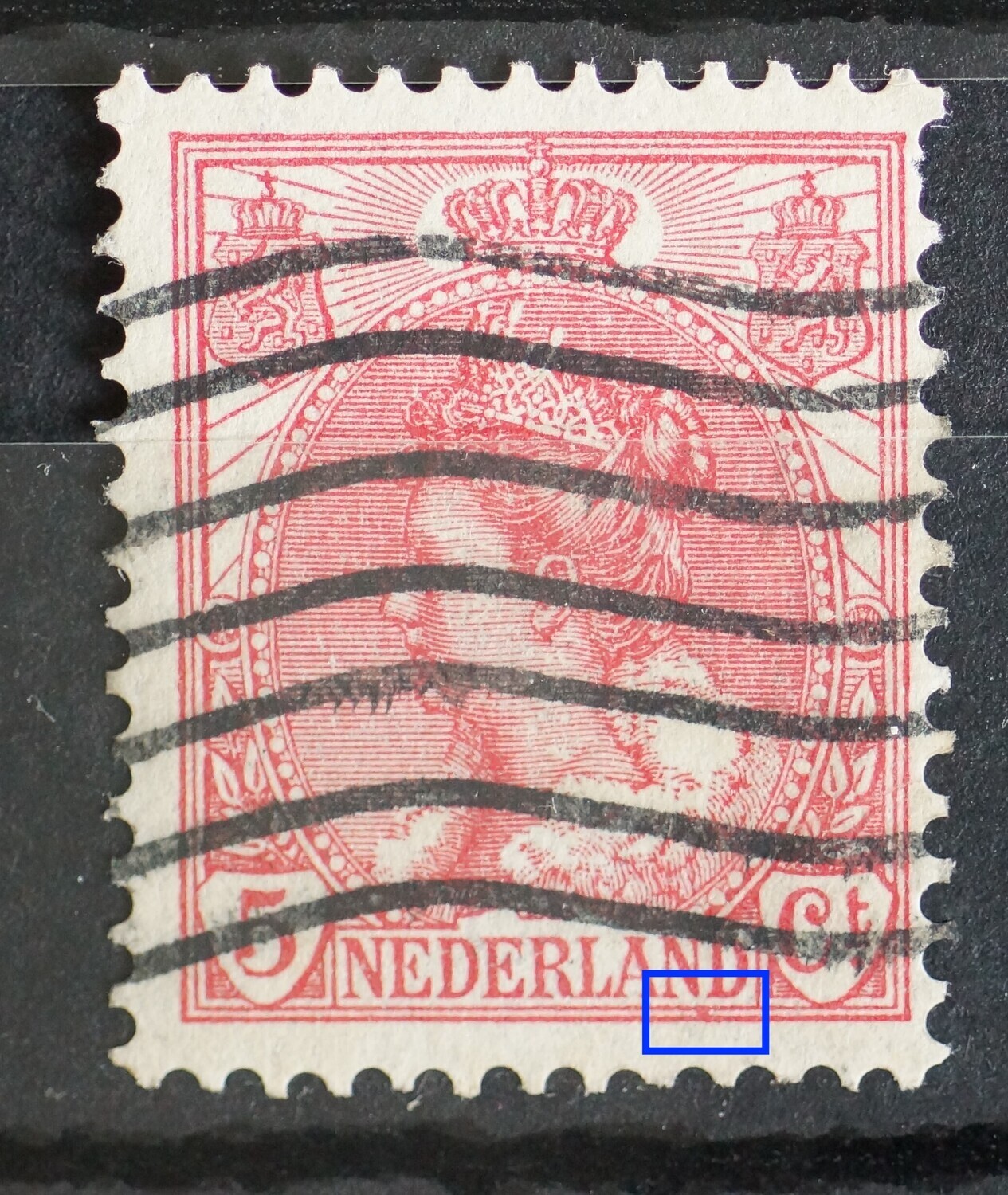 NVPH 60 - rode vlek onder ND van NEDERLAND NVPH 60 - rode vlek onder ND van NEDERLAND