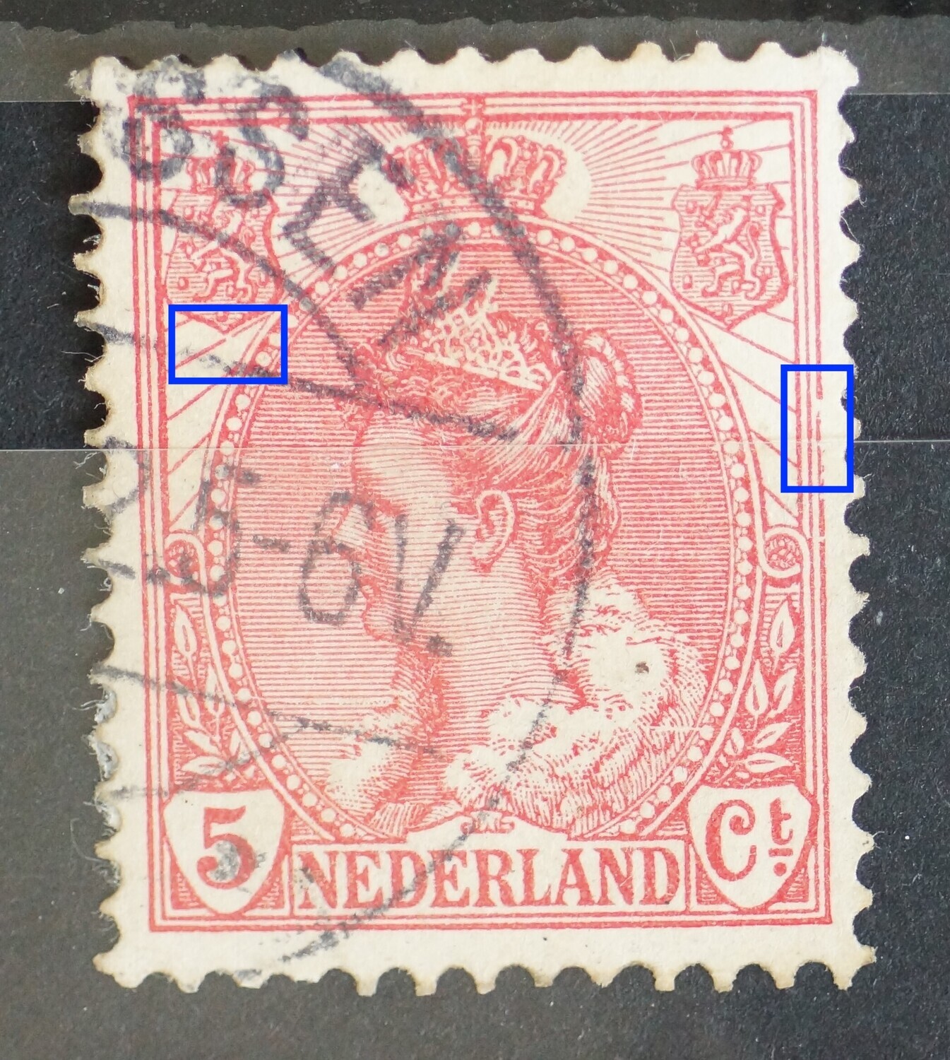 NVPH 60 - o.a. breuk in kaderlijn rechts