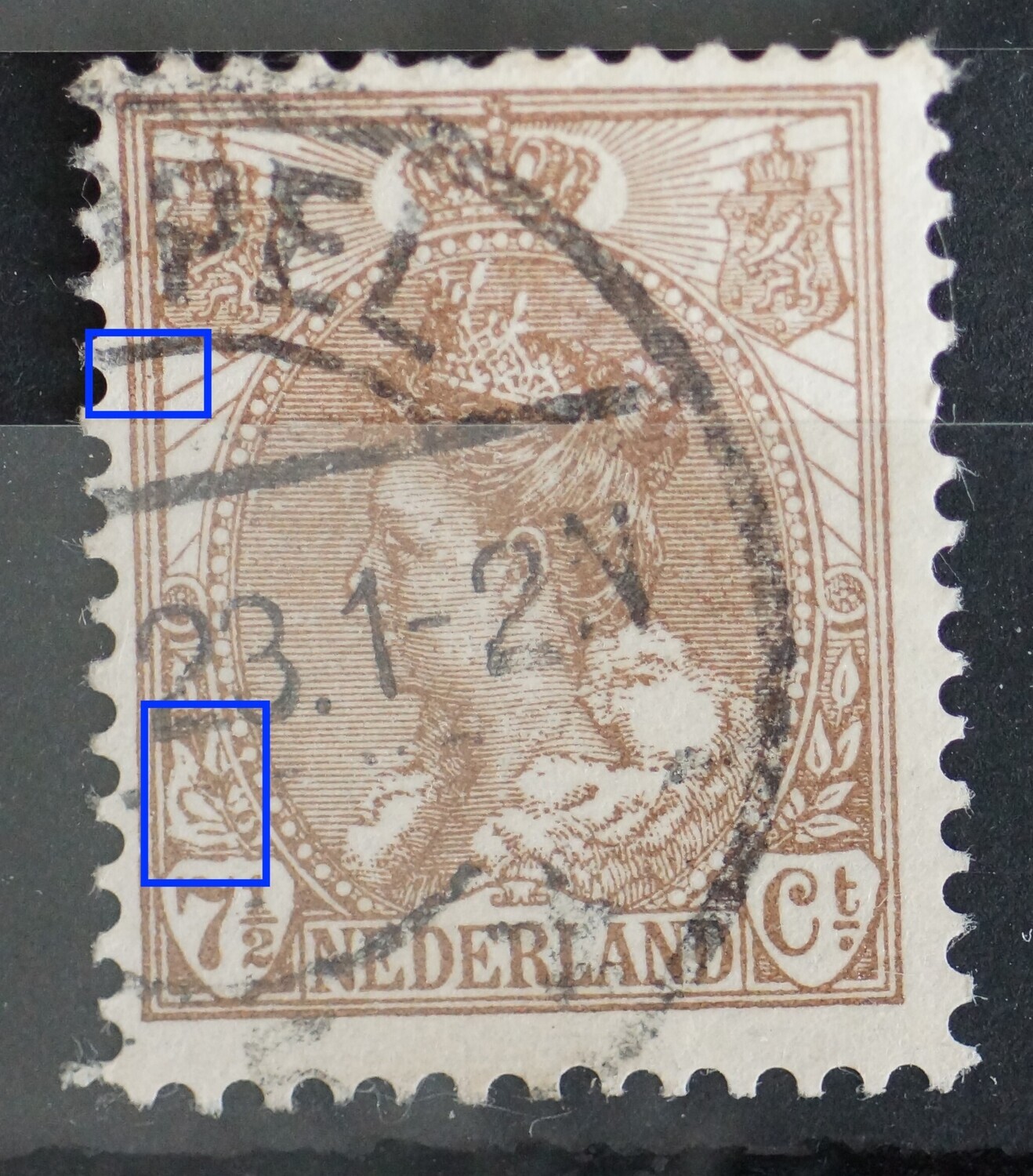 NVPH 61 - o.a. sterke misdruk bij de bladeren links NVPH 61 - o.a. sterke misdruk bij de bladeren links