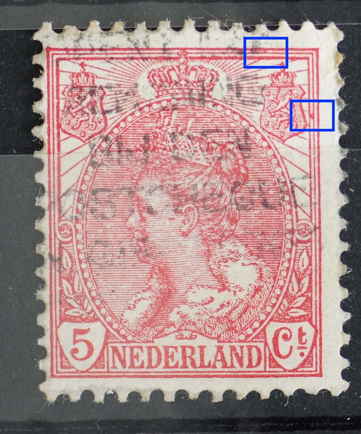 NVPH 60 - o.a. rode vlekken rechts boven