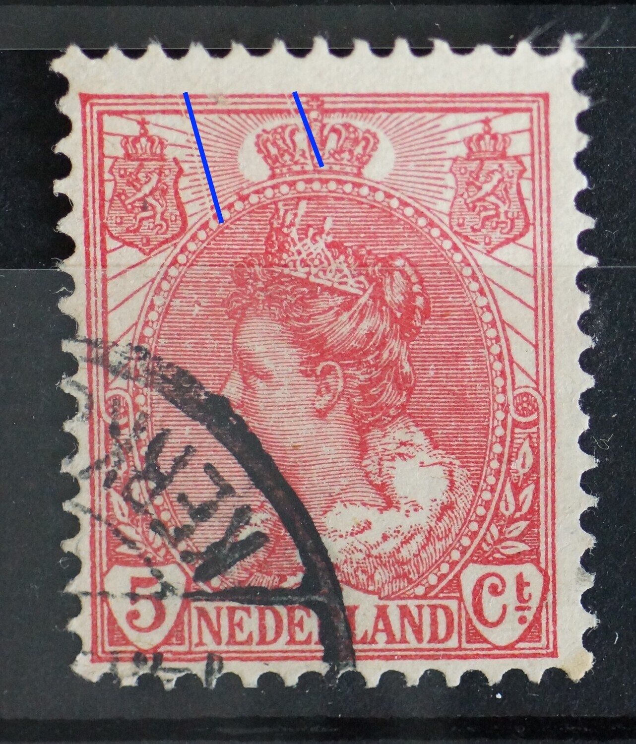 NVPH 60 - twee witte graveerkrassen boven