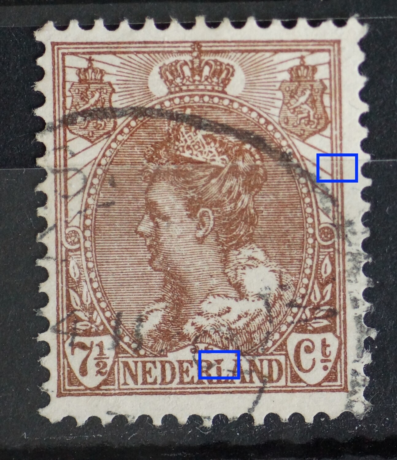 NVPH 61 - o.a. horizontale breuk in de L van NEDERLAND