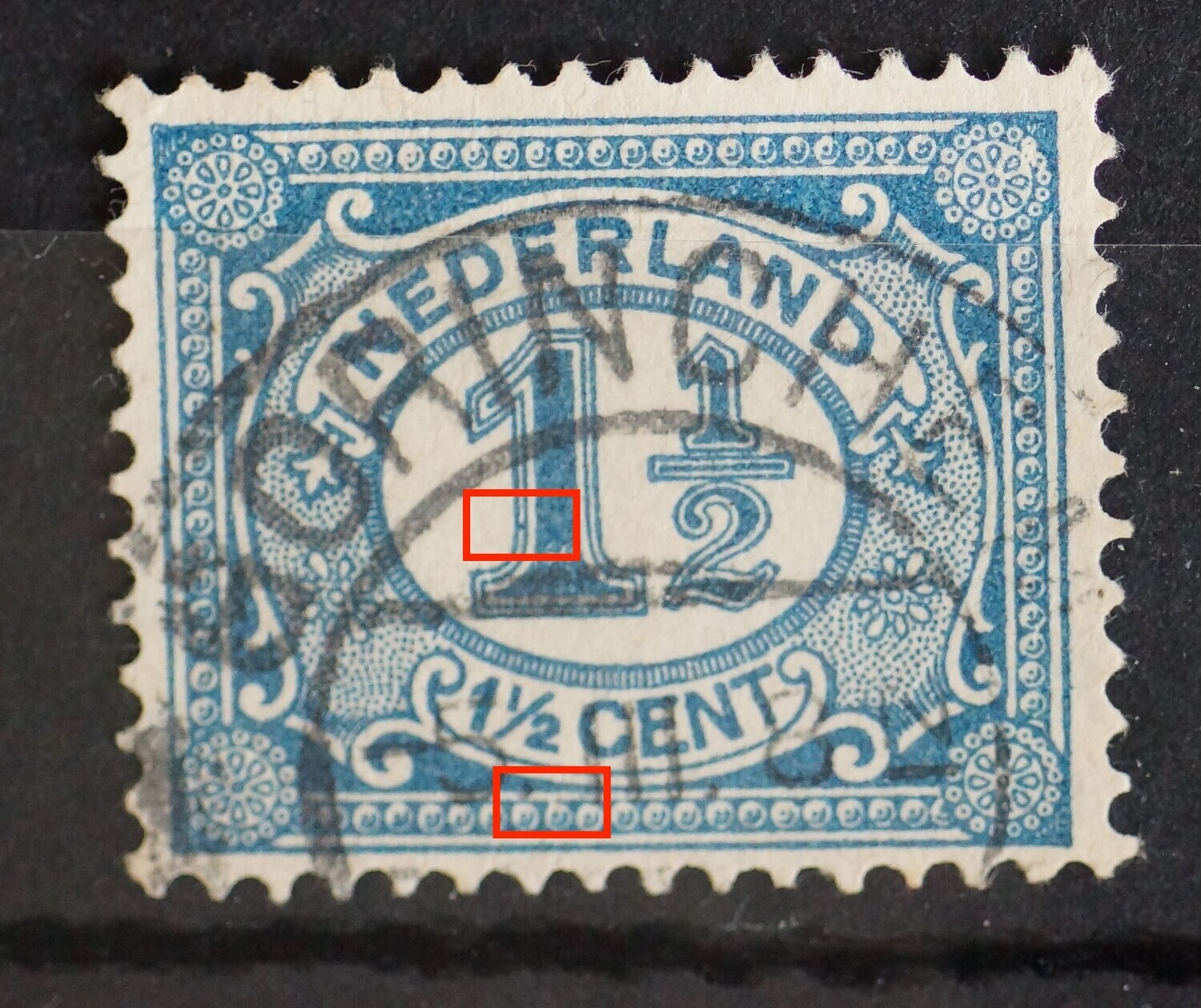 NVPH 53 - o.a.breukje bij parelrand onder 1 1/2