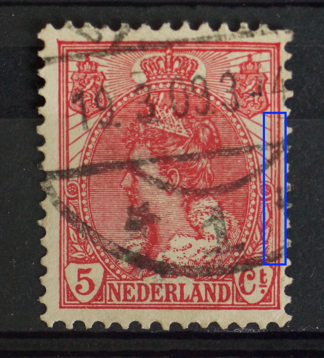 NVPH 60 - beschadigingen in/bij kaderlijnen rechts