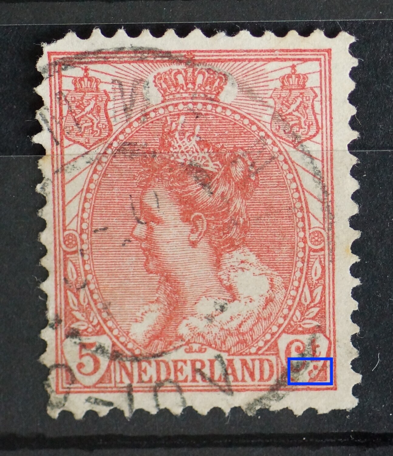 NVPH 60 - rode vlek onder Ct.