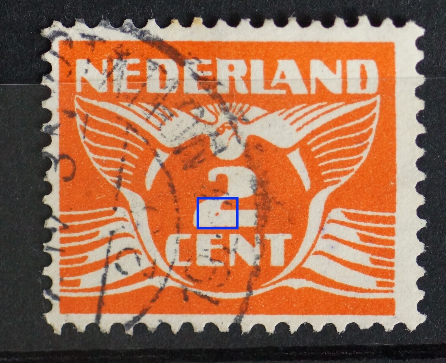 NVPH 173 - oranje vlek in de 2 NVPH 173 - oranje vlek in de 2