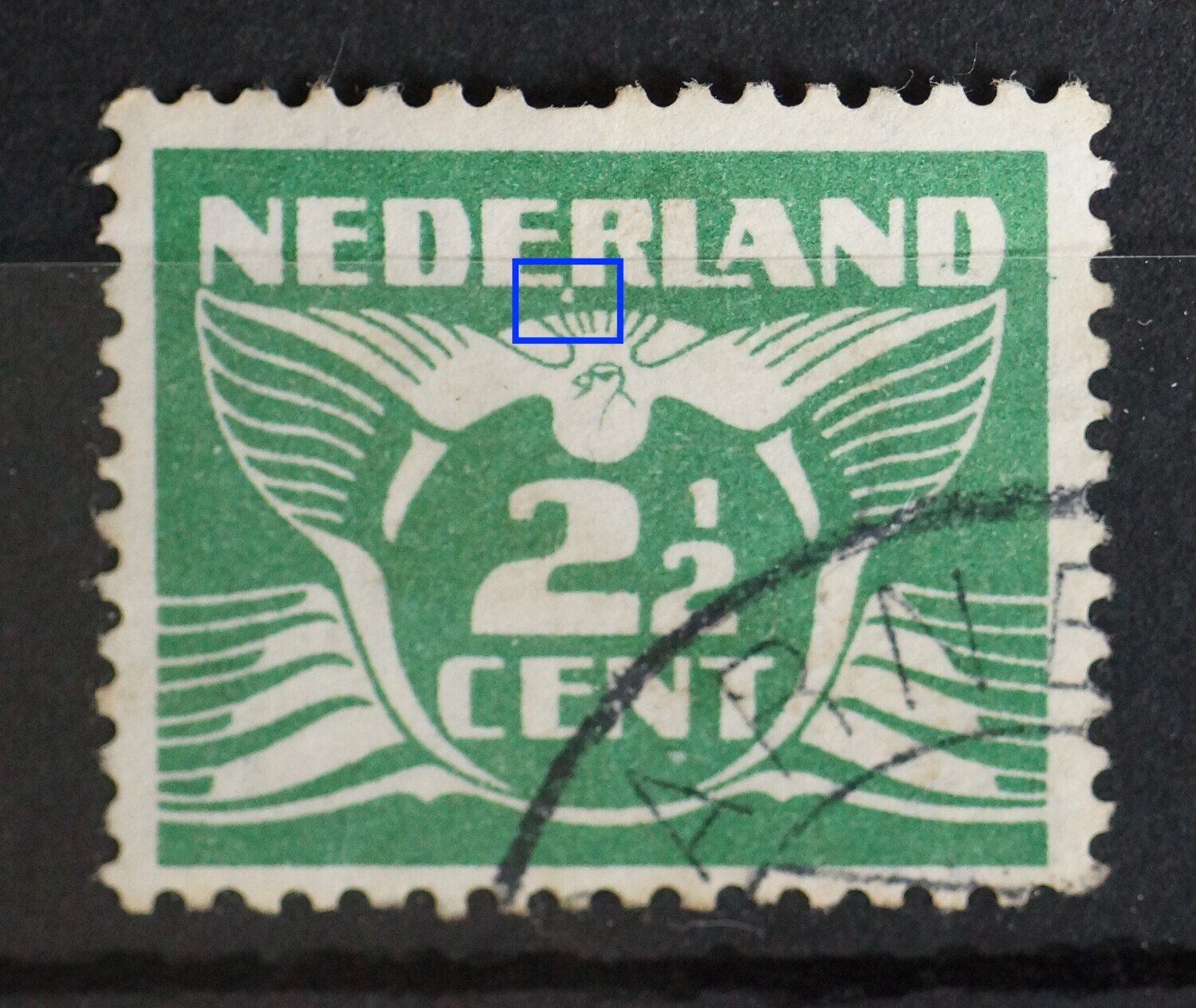 NVPH 174 - witte vlek onder ER van NEDERLAND