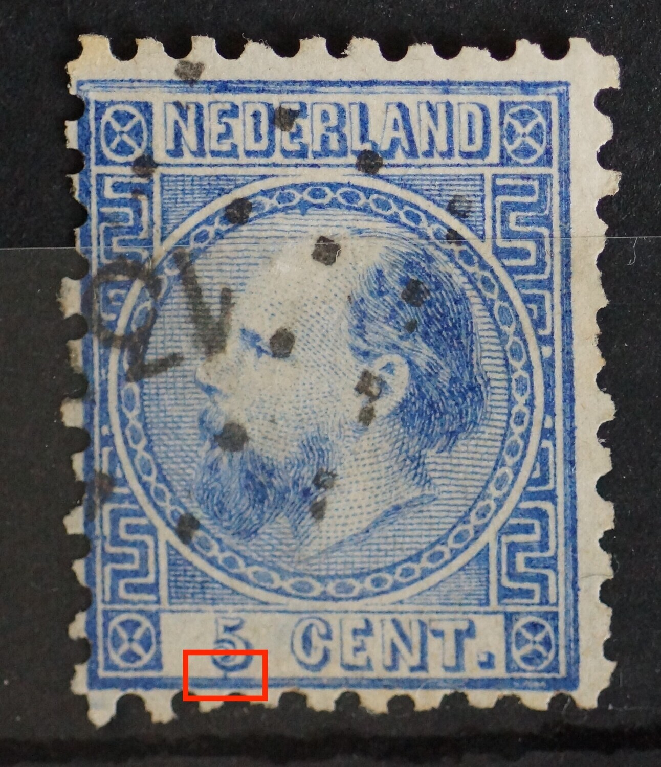 NVPH 7 - blauw streepje onder de 5