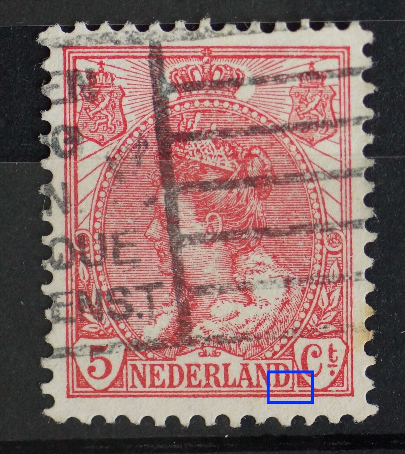 NVPH 60 - rode punt rechts van NEDERLAND
