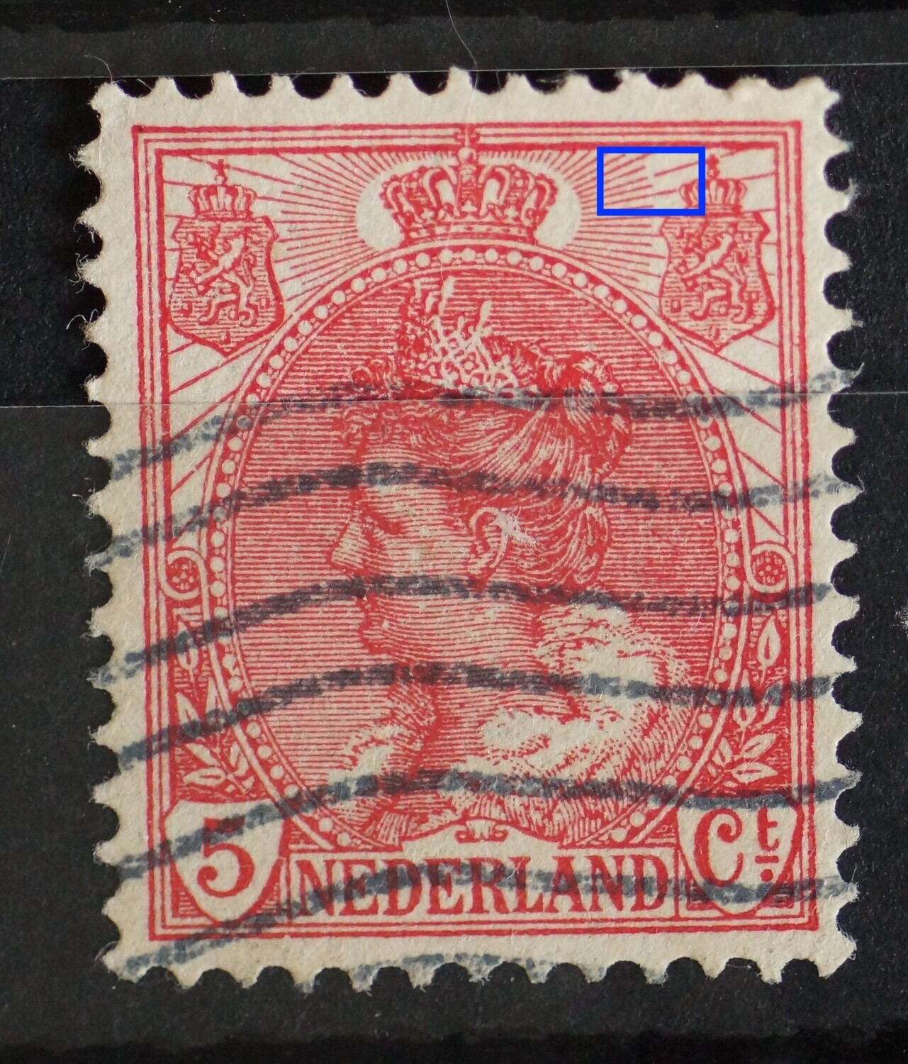 NVPH 60 - breuk in straal bij rechter wapenschild NVPH 60 - breuk in straal bij rechter wapenschild