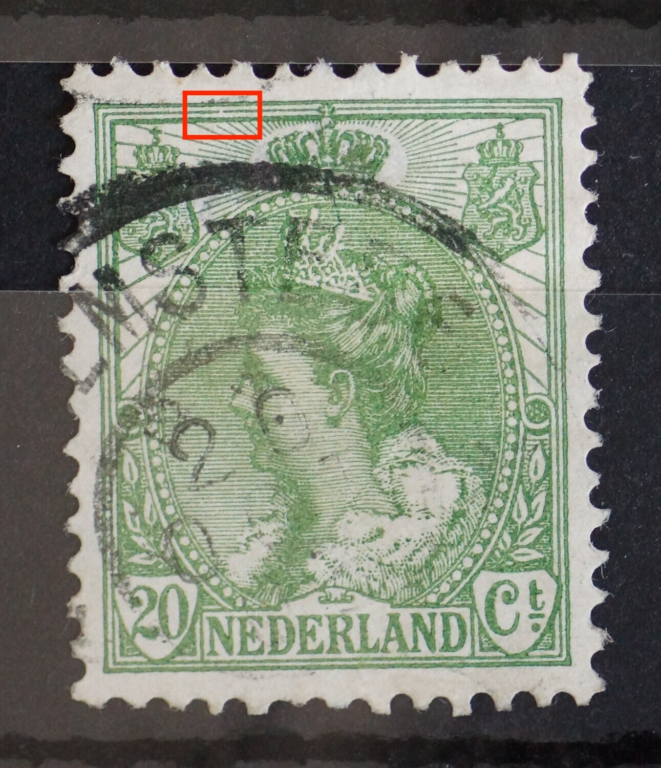 NVPH 68 - breuk in kaderlijn boven, links