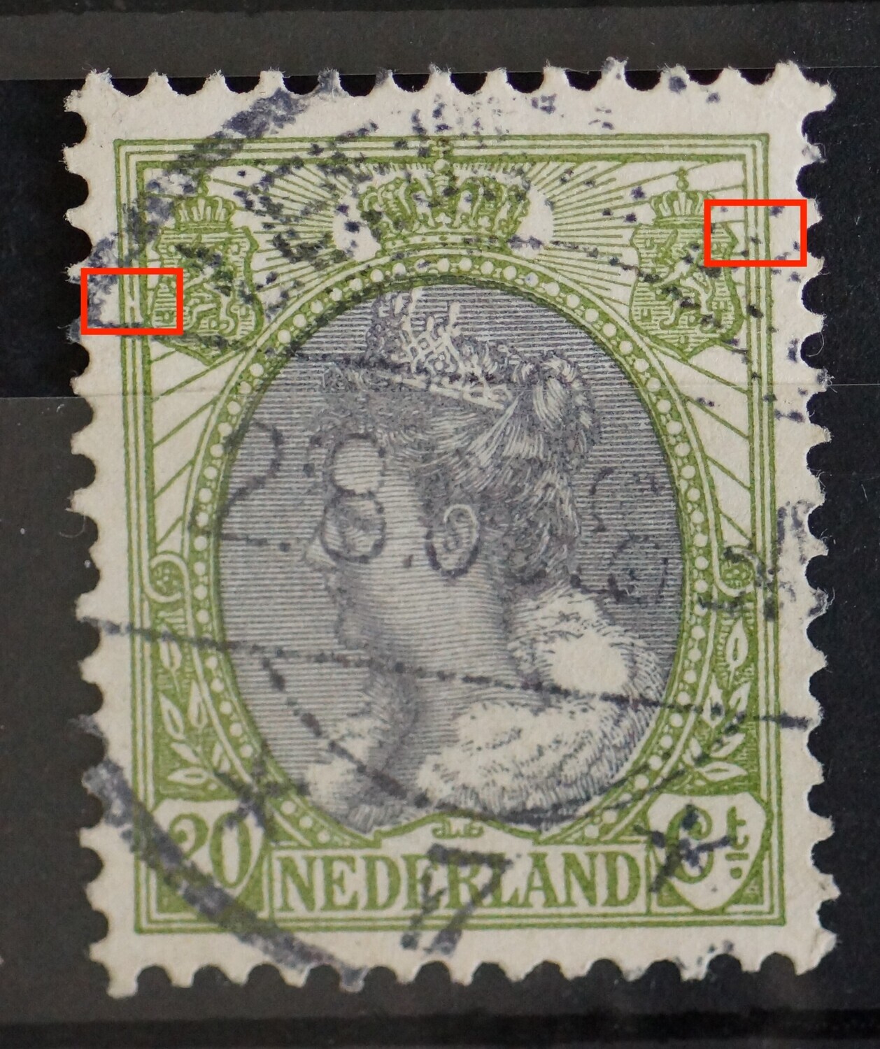 NVPH 69 - breuk in kaderlijn links en rechts NVPH 69 - breuk in kaderlijn links en rechts