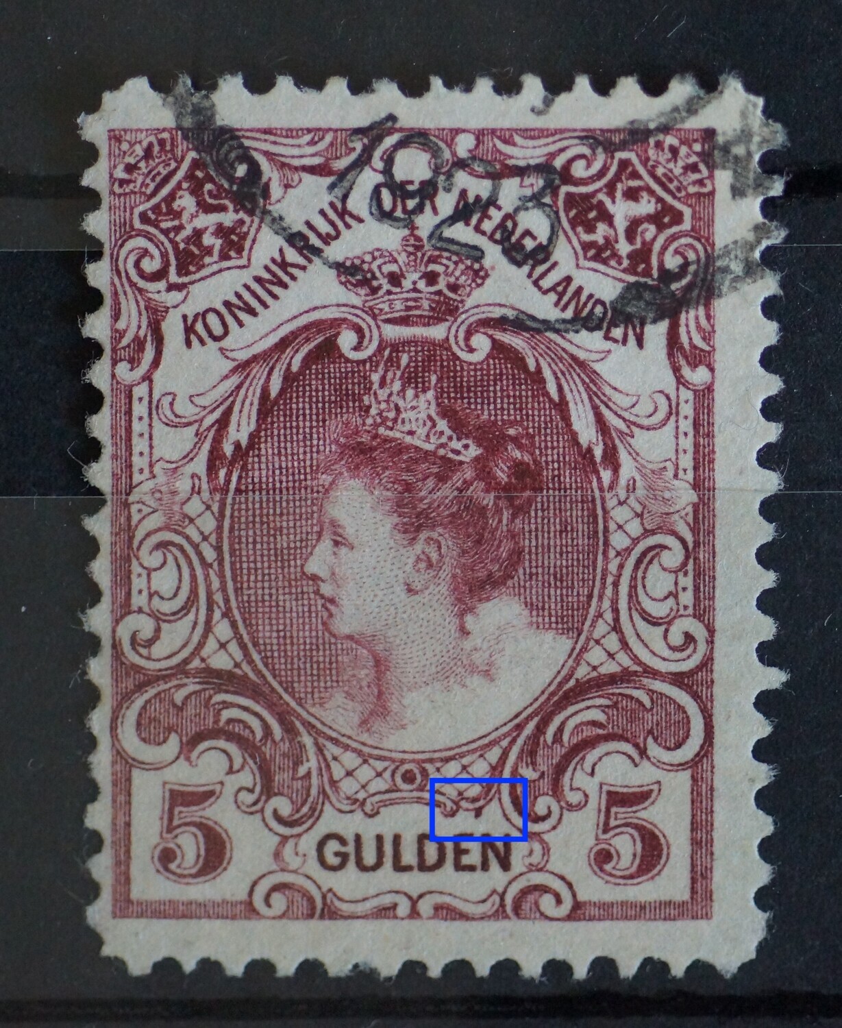 NVPH 79 - violette vlek boven de E van GULDEN