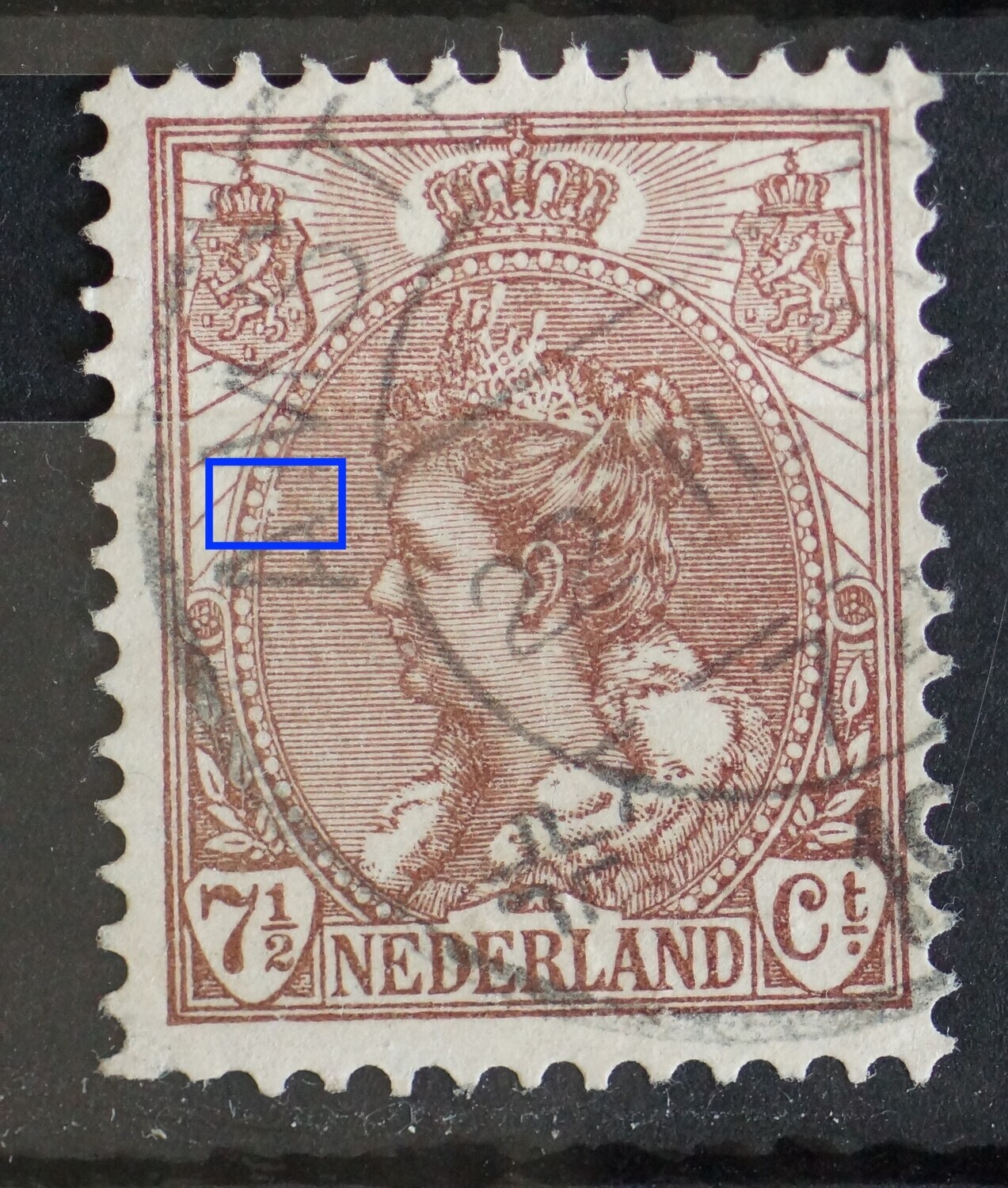 NVPH 61 - witte vlek in de arcering links