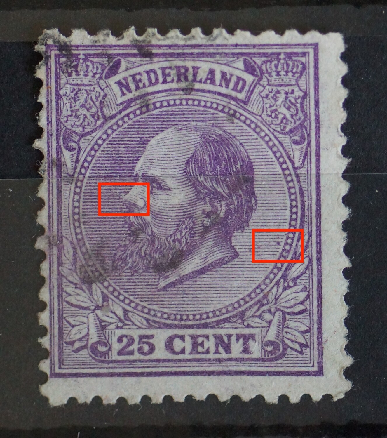 NVPH 26 - o.a.violet vlekje in arcering rechts