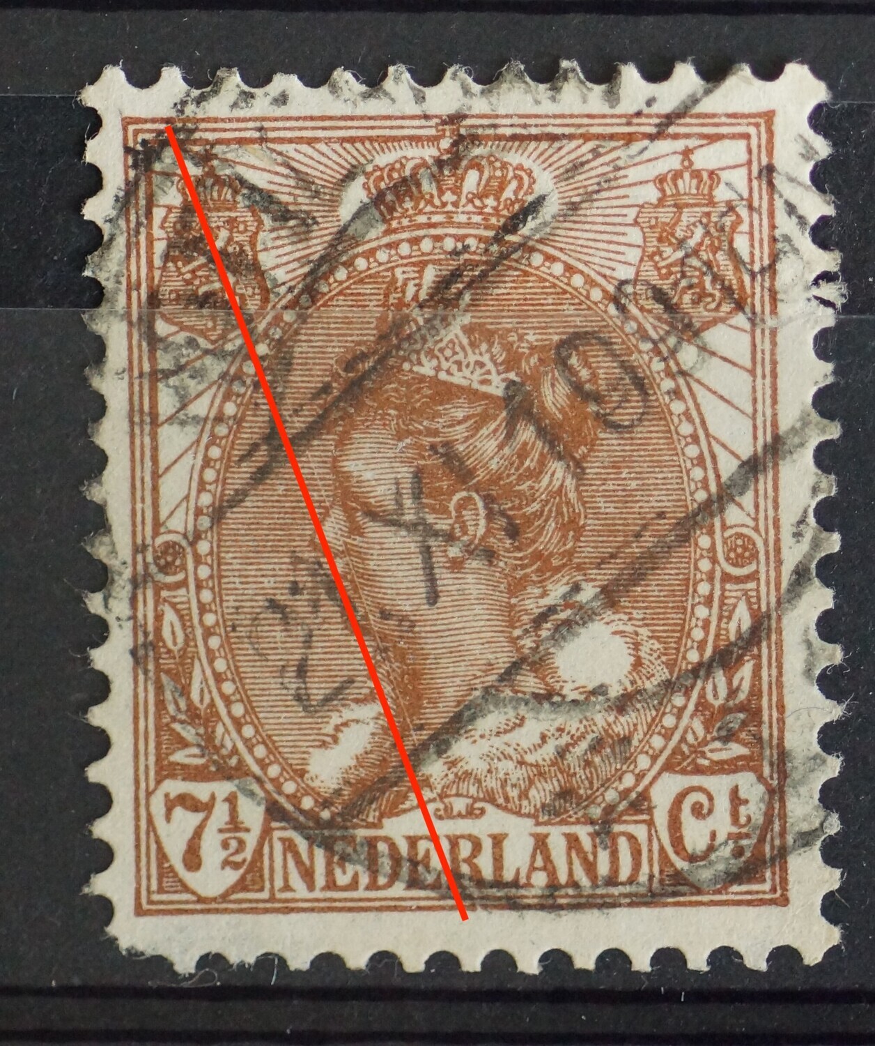 NVPH 61 - witte, diagonale graveerkras over nagenoeg gehele zegelbeeld