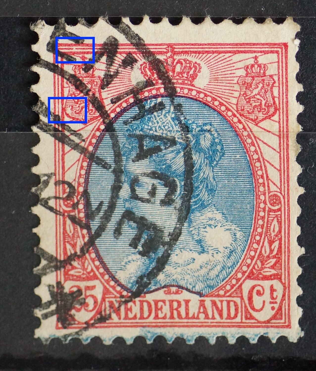 NVPH 71 - witte vlek in linker wapenschild