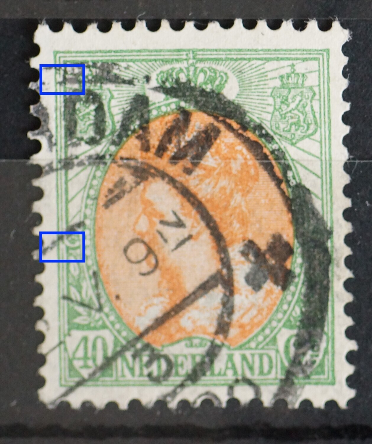 NVPH 73 - breuken in kaderlijn links NVPH 73 - breuken in kaderlijn links