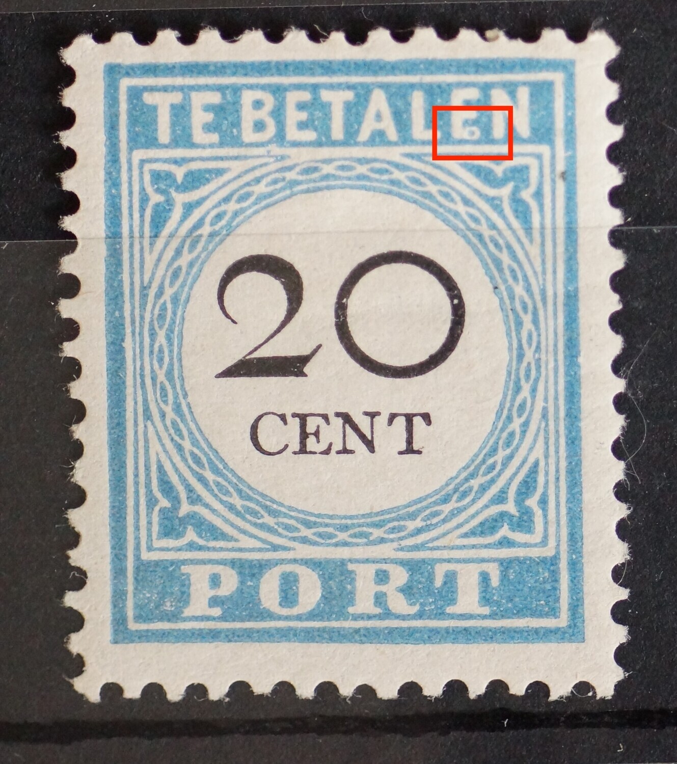 NVPH P10 - o.a. blauwe punt in de tweede E van BETALEN