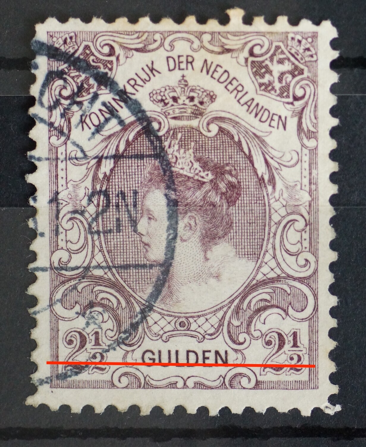 NVPH 78 - dunne horizontale violette graveerkras/rakellijn door GULDEN