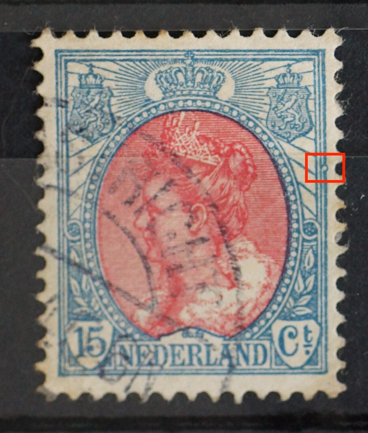 NVPH 65 - witte punt in kaderlijnen rechts NVPH 65 - witte punt in kaderlijnen rechts