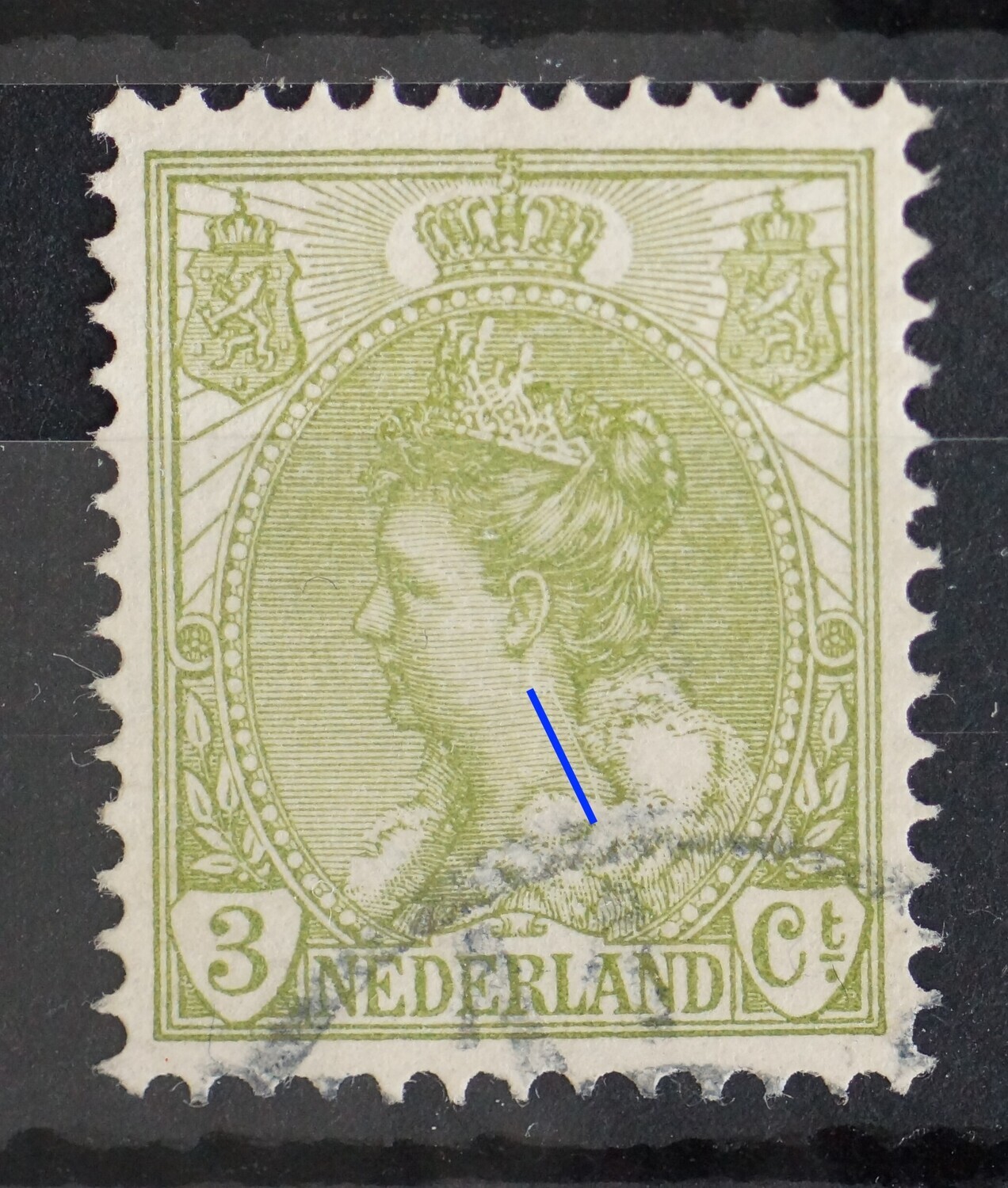 NVPH 57 - diagonale witte streep in de nek