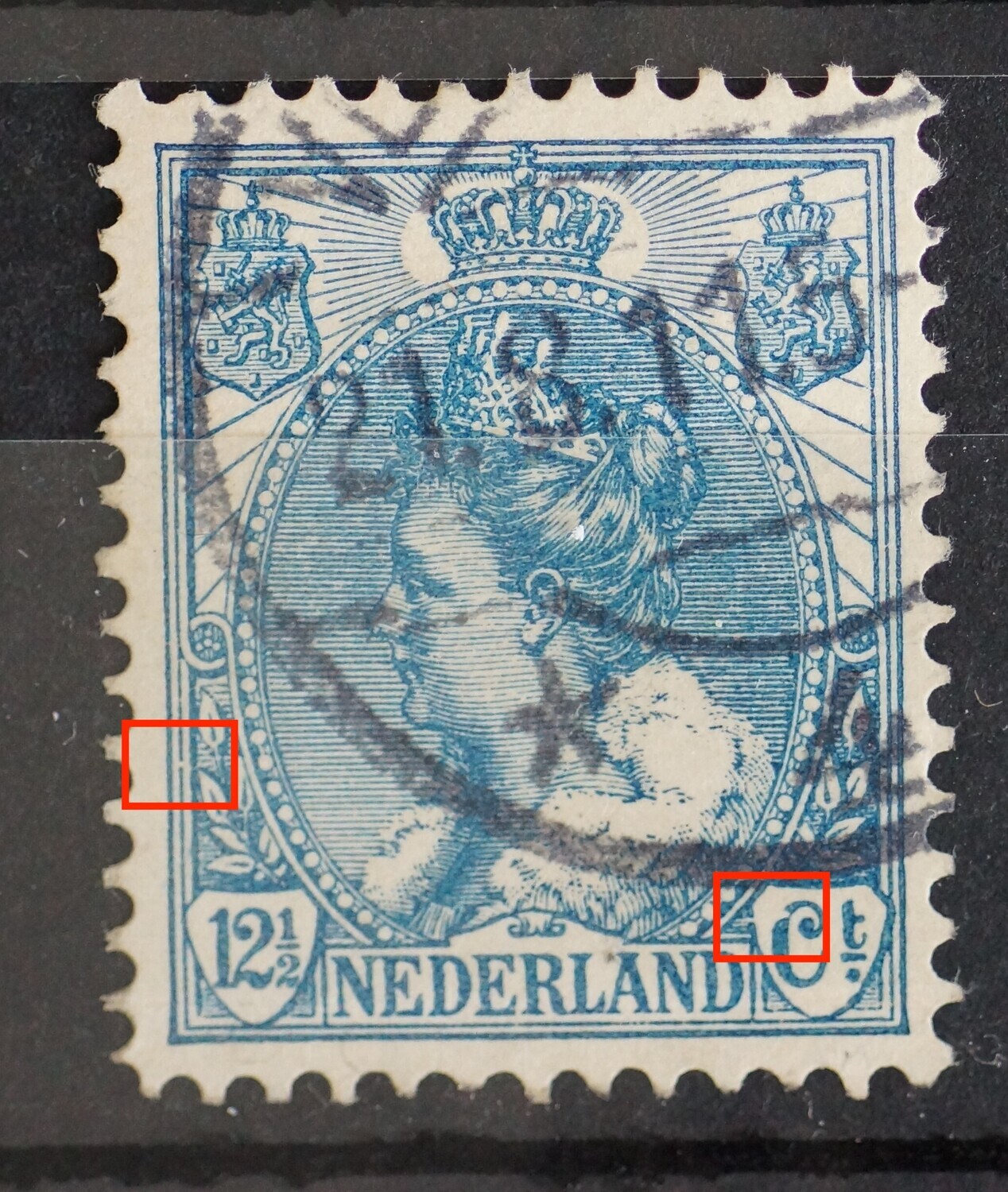 NVPH 63 - o.a. witte vlek/breuk in de C van Ct.