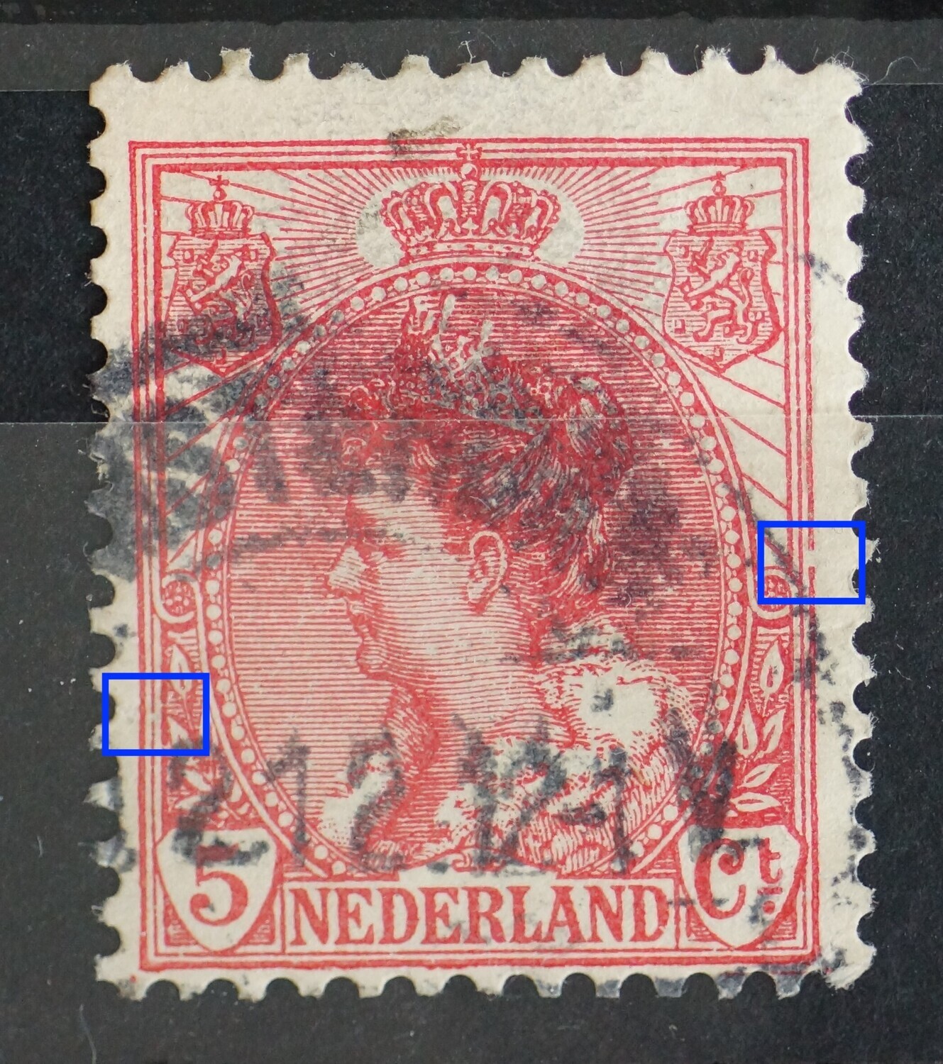 NVPH 60 - o.a. breuk in kaderlijn rechts